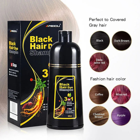 3-in-1 Natural Herbal Hair Dye Shampoo 500ml