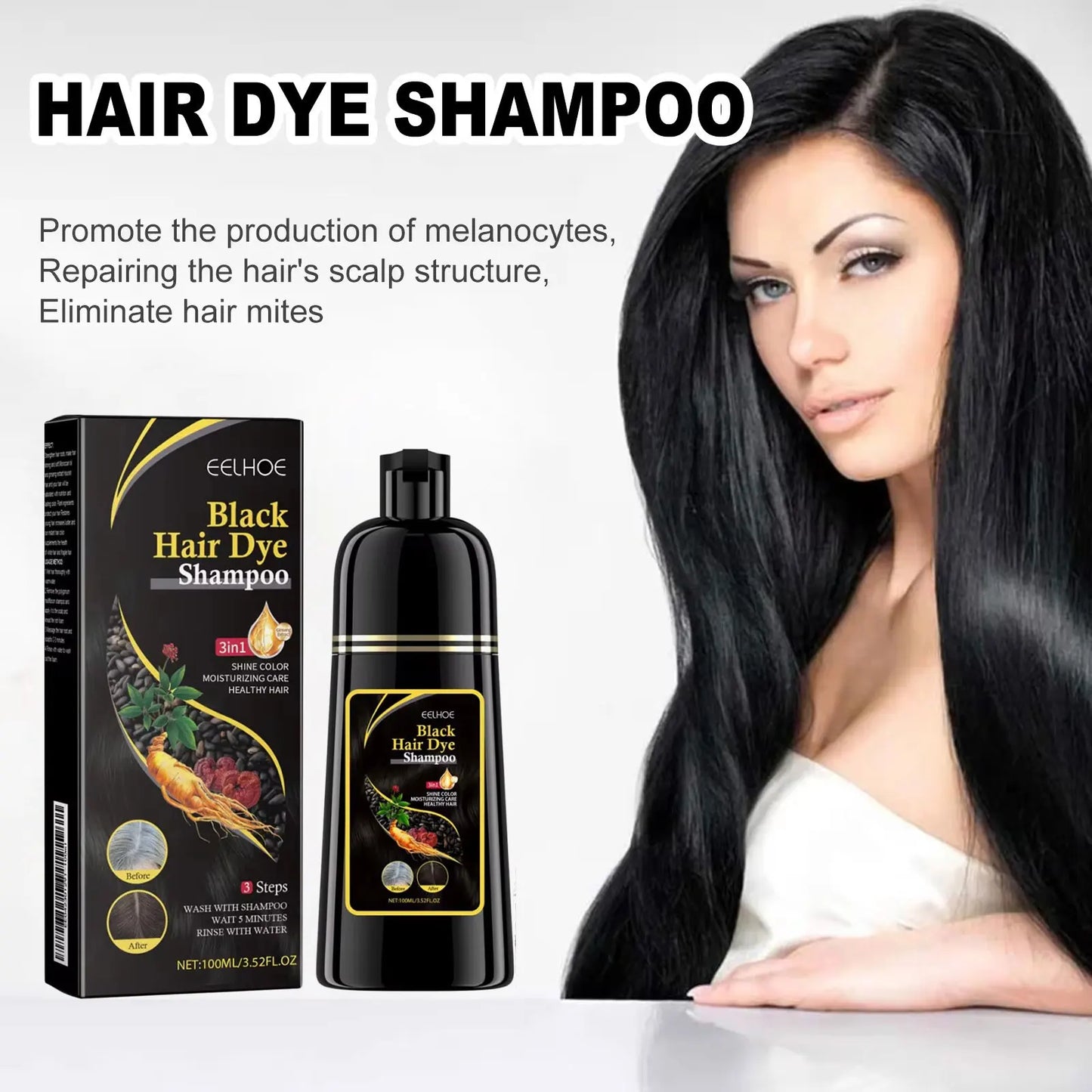 3-in-1 Natural Herbal Hair Dye Shampoo 100ml