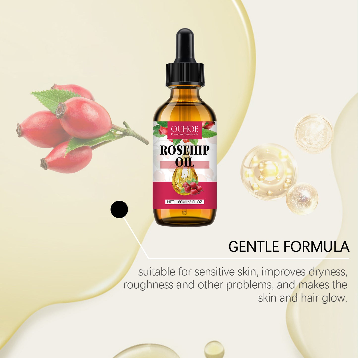Organic Rosehip Oil for Skin & Hair 60ml