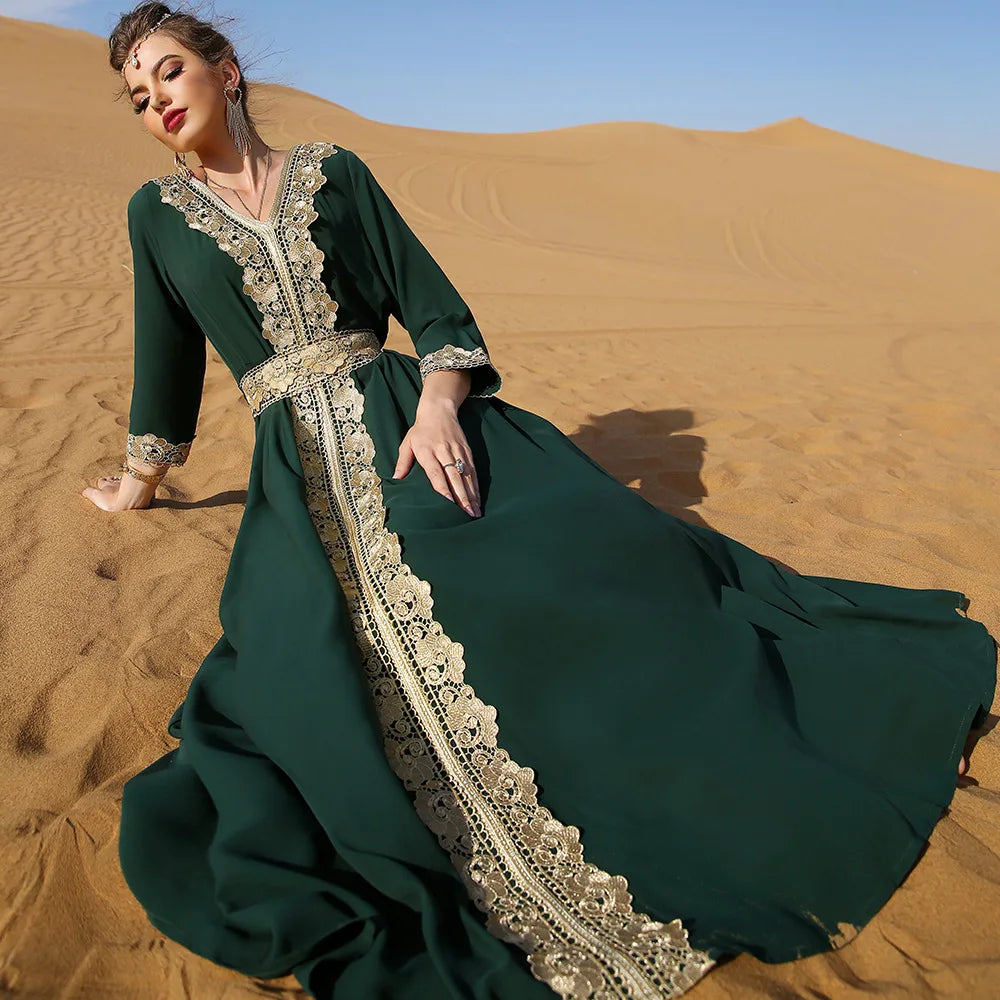 Dubai Elegant Embroidered Maxi Dress