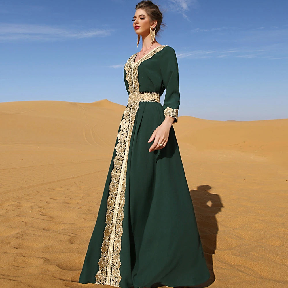 Dubai Elegant Embroidered Maxi Dress