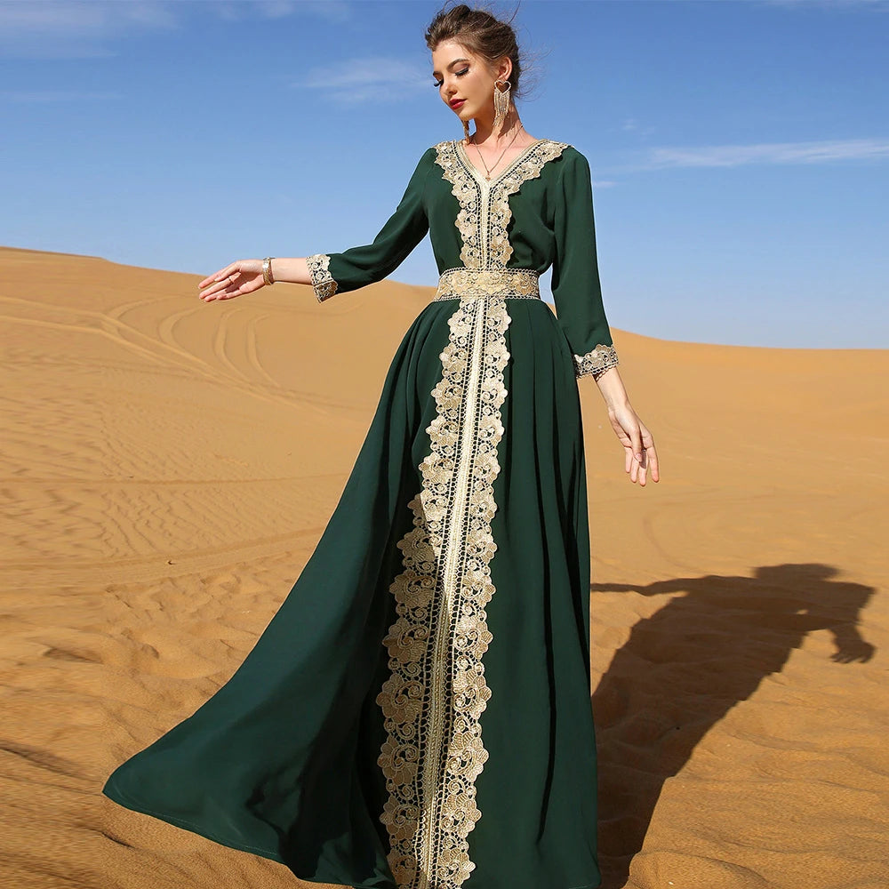 Dubai Elegant Embroidered Maxi Dress