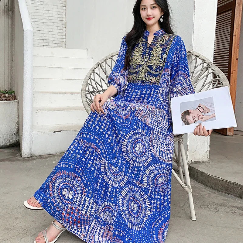 Traditional Ethnic Cotton Silk Maxi Dress