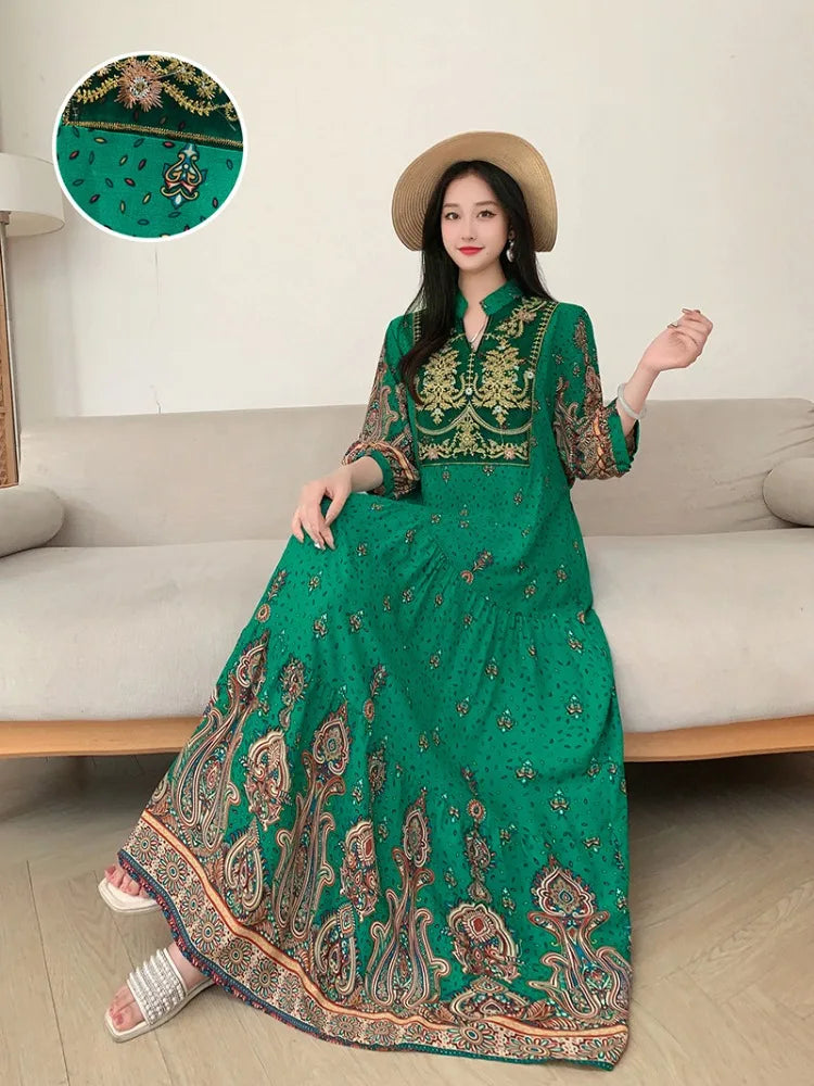 Traditional Ethnic Cotton Silk Maxi Dress