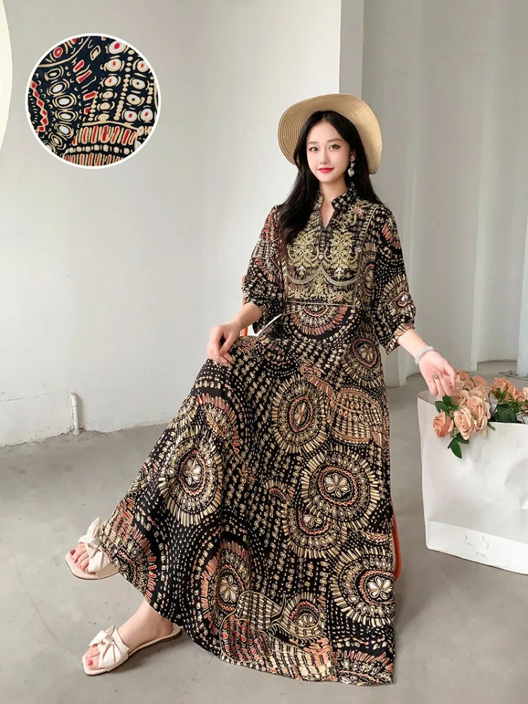 Traditional Ethnic Cotton Silk Maxi Dress