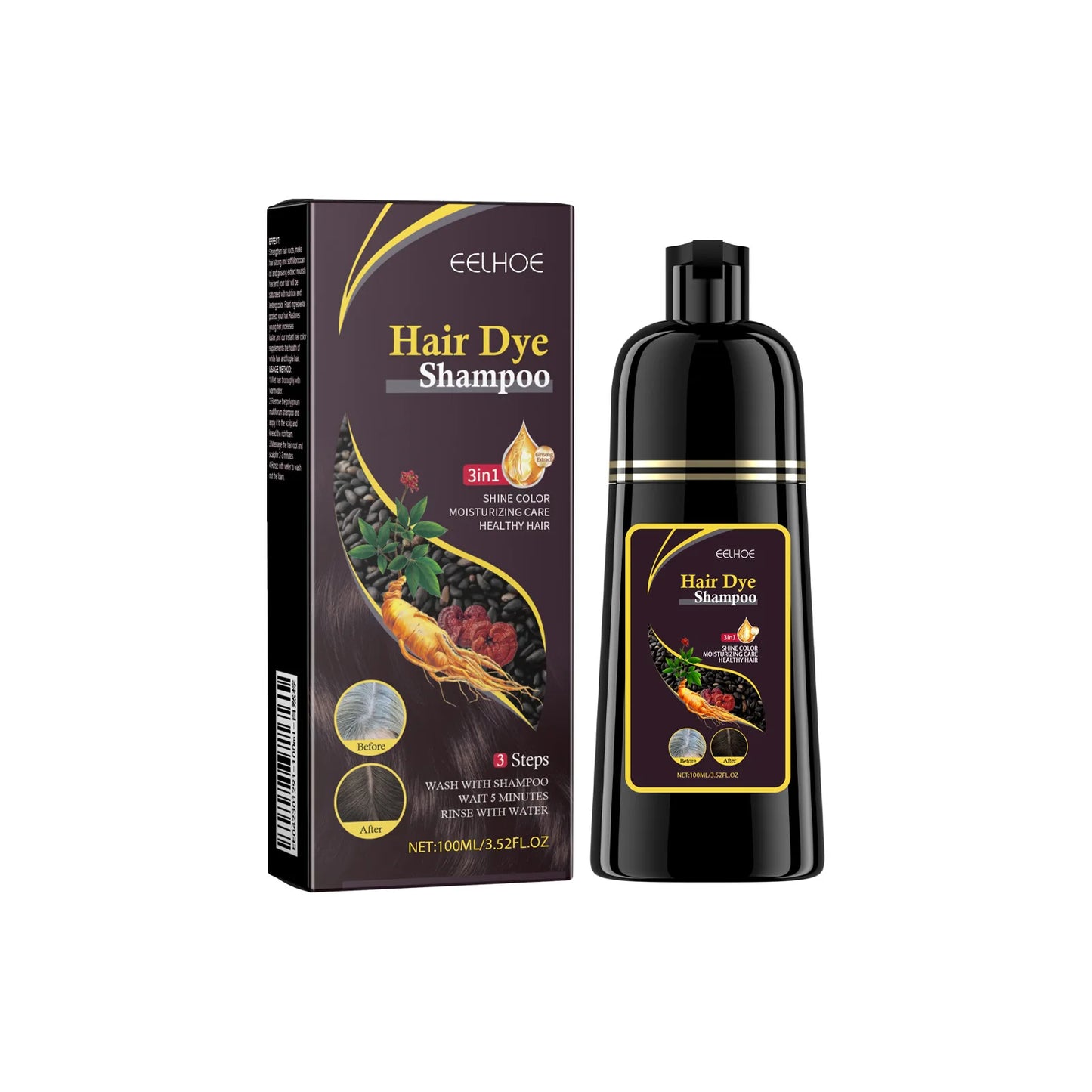 3-in-1 Natural Herbal Hair Dye Shampoo 100ml