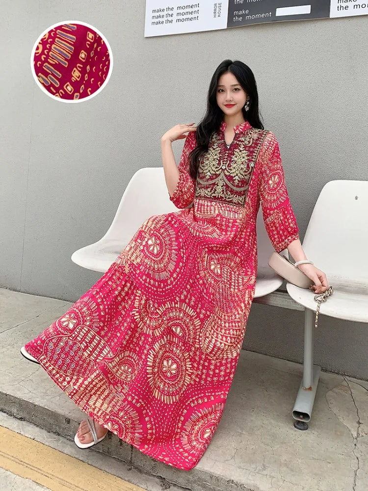 Traditional Ethnic Cotton Silk Maxi Dress