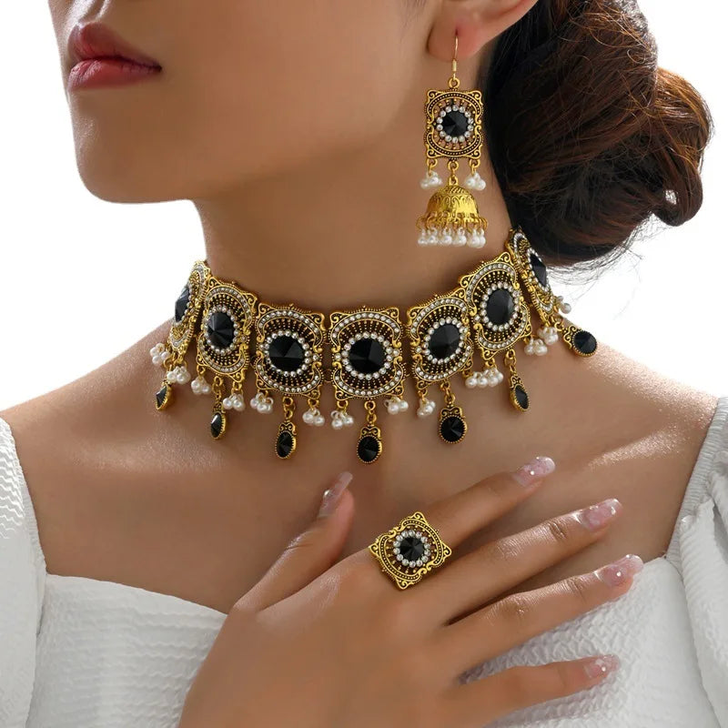 Indian Vintage Gold Plated Jewelry Set