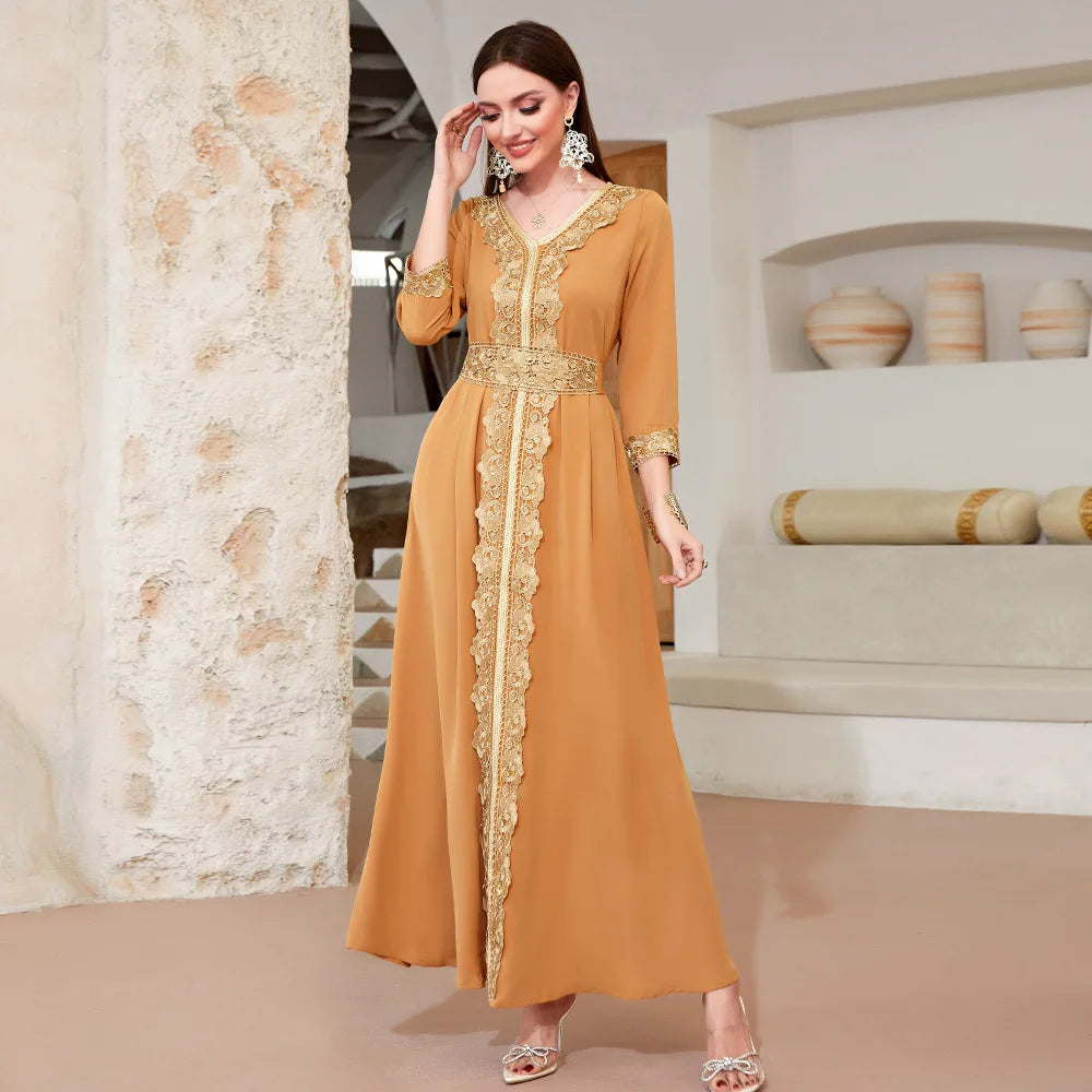 Dubai Elegant Embroidered Maxi Dress