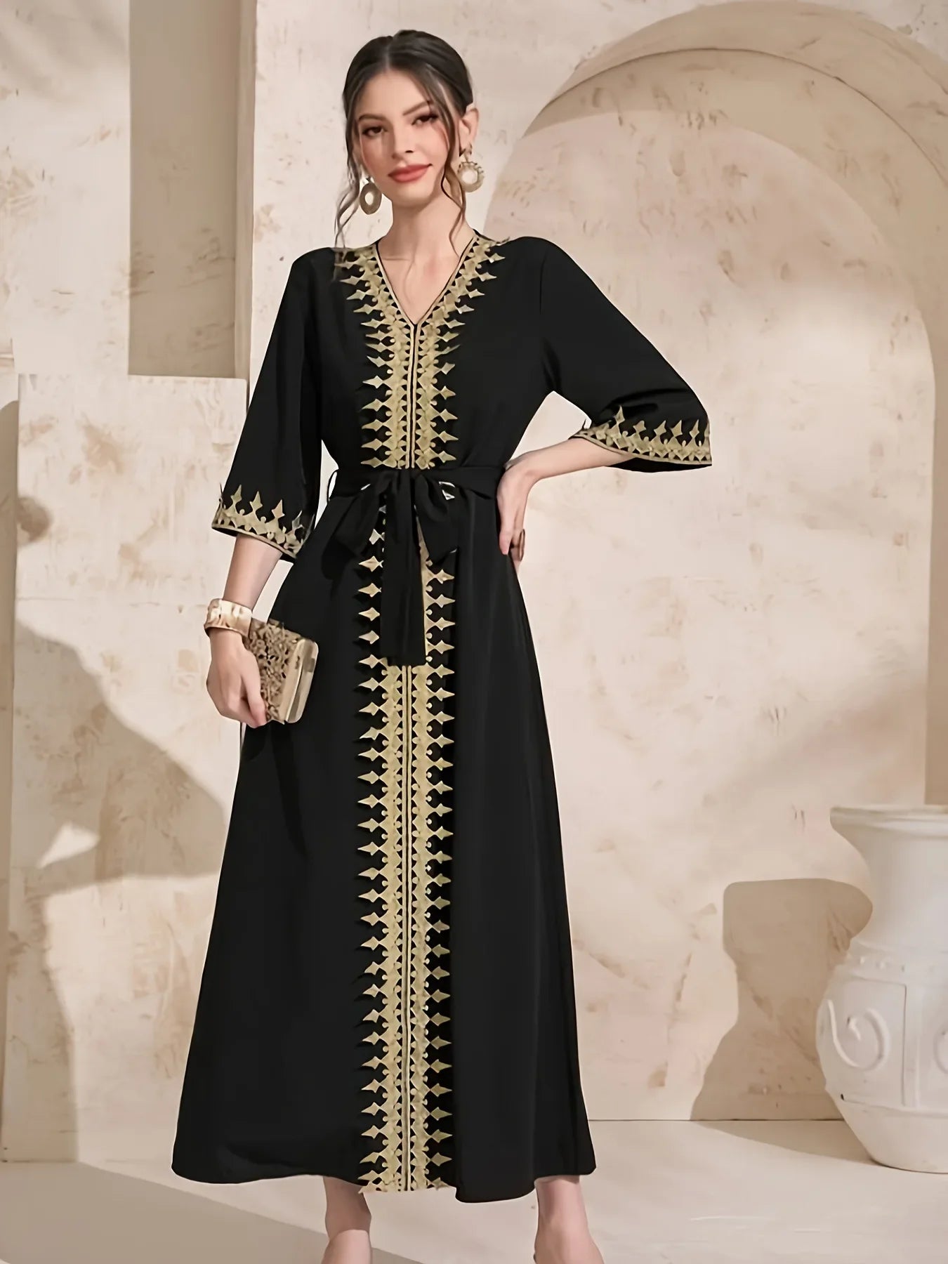 Elegant Embroidered Abaya Dress