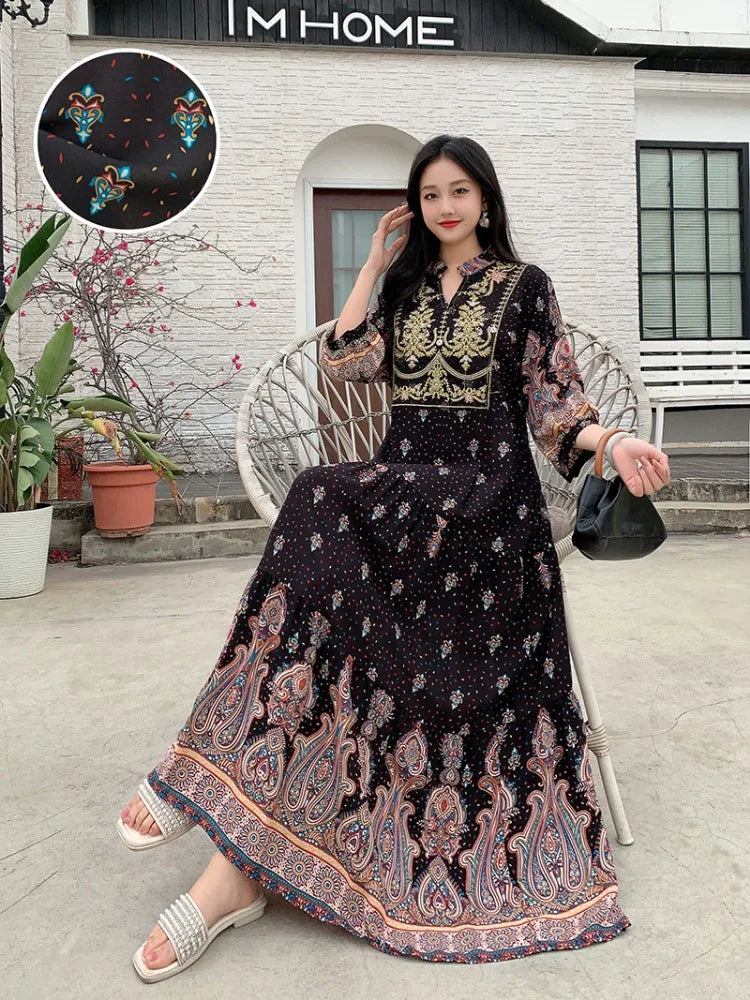 Traditional Ethnic Cotton Silk Maxi Dress