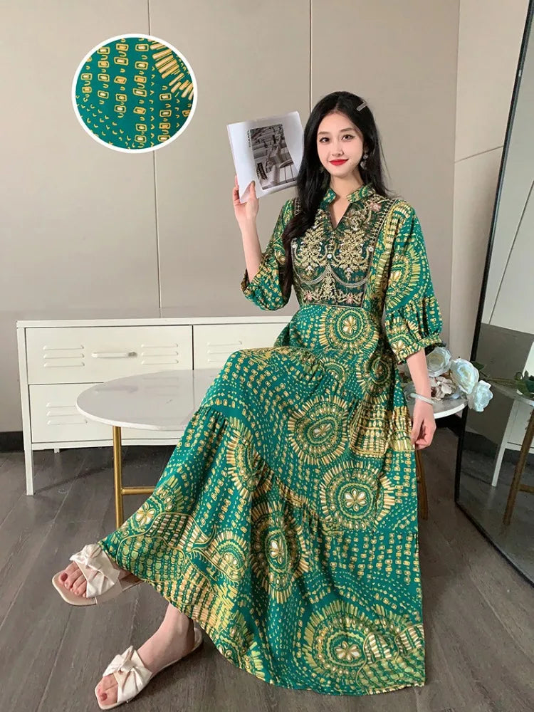 Traditional Ethnic Cotton Silk Maxi Dress