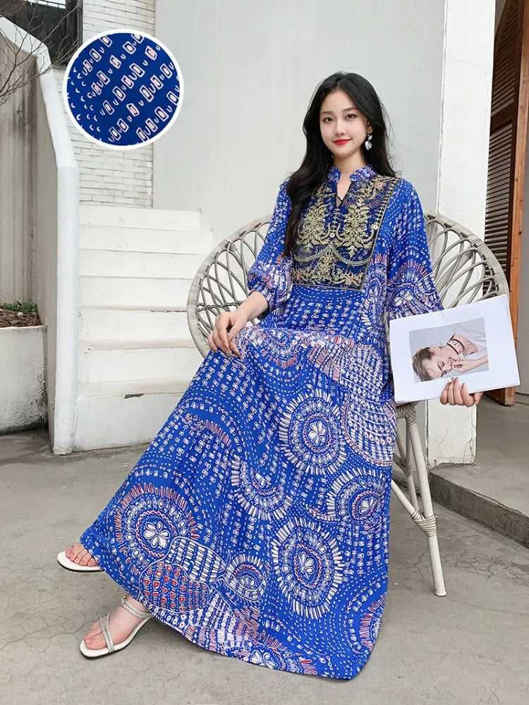 Traditional Ethnic Cotton Silk Maxi Dress