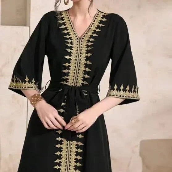 Elegant Embroidered Abaya Dress