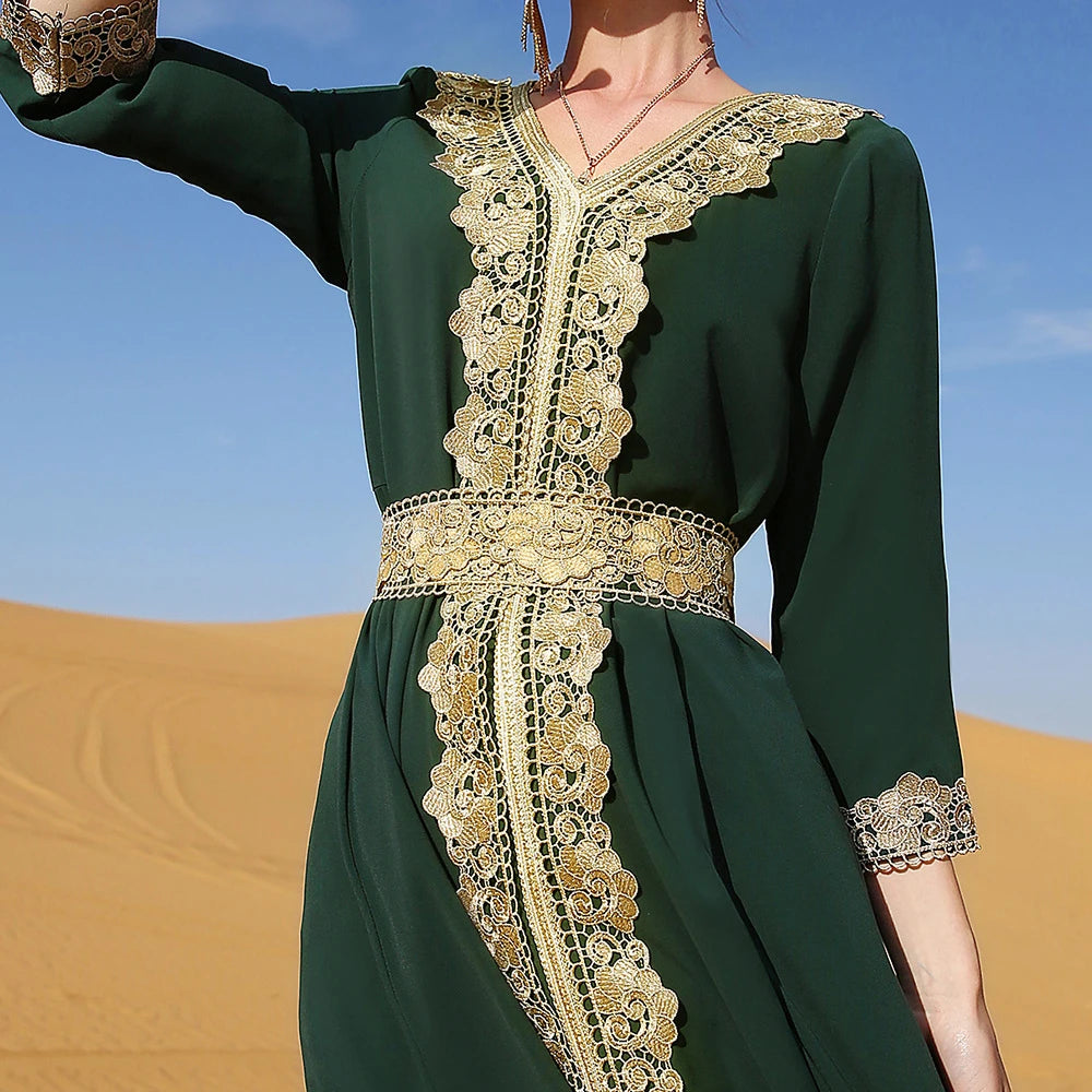 Dubai Elegant Embroidered Maxi Dress