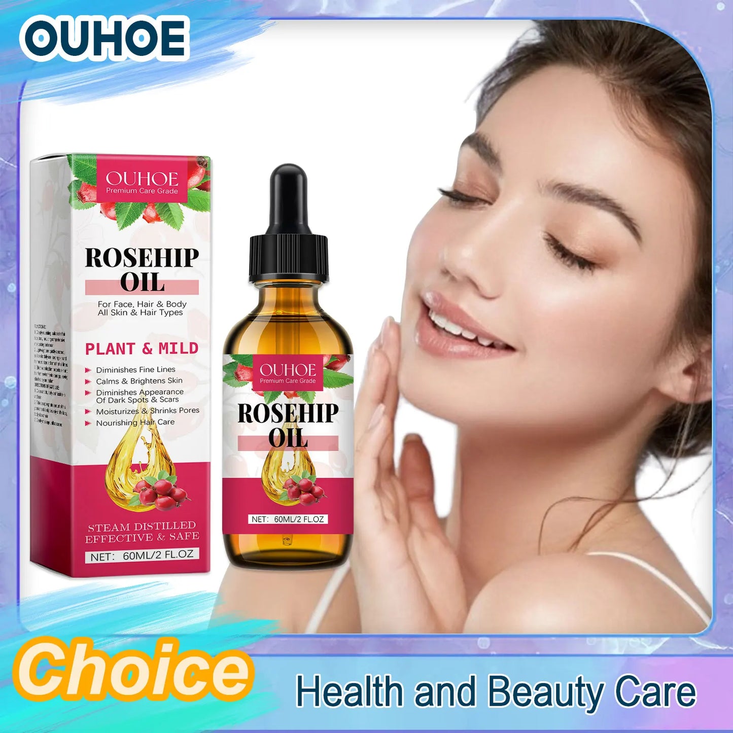 Organic Rosehip Oil for Skin & Hair 60ml