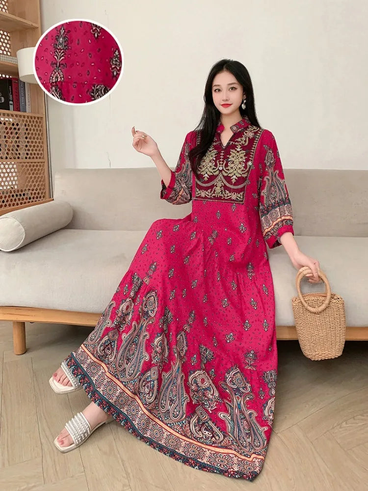 Traditional Ethnic Cotton Silk Maxi Dress