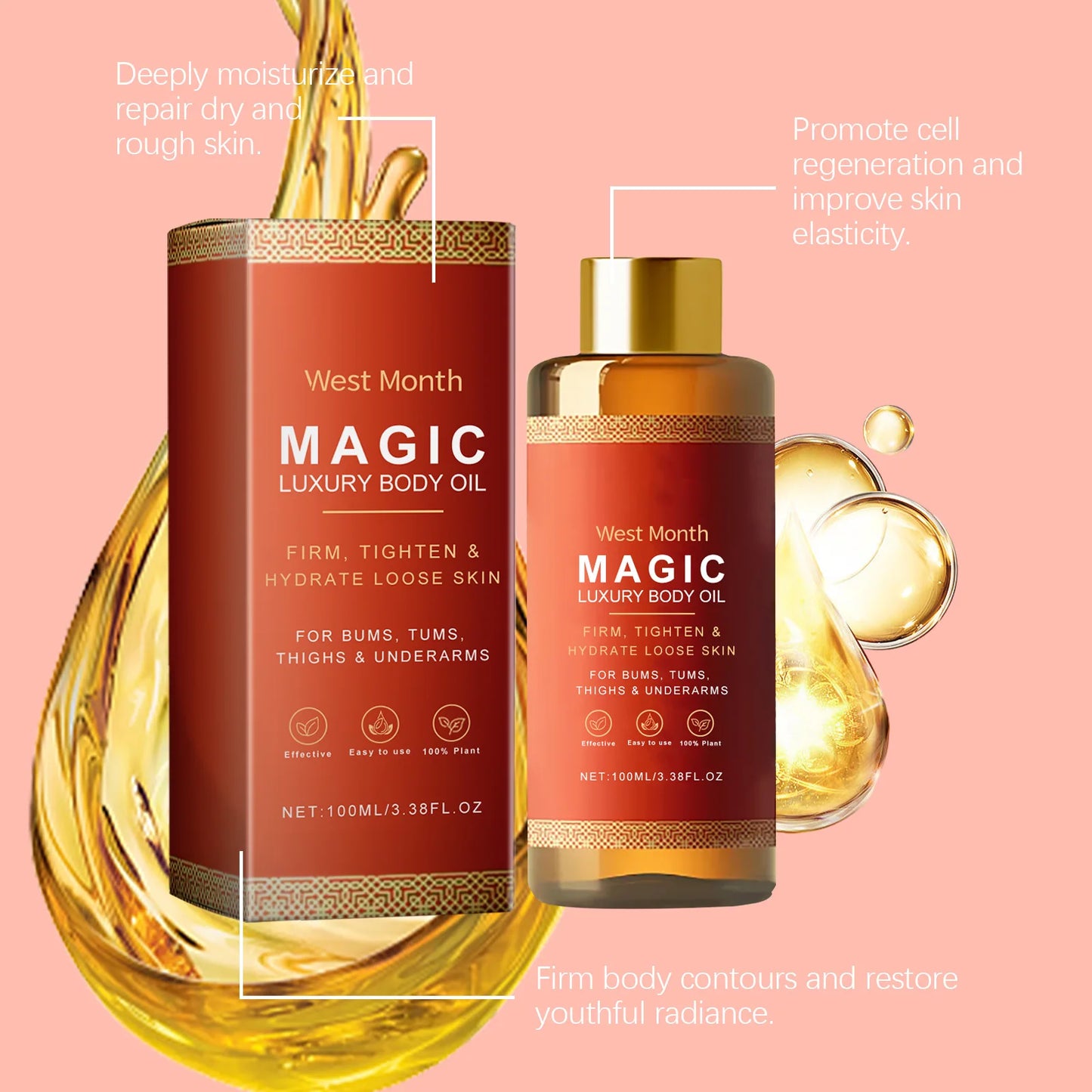 Magic Luxury Massage Oil – Skin Tightening, for Buttocks, Chest, Thighs 100ml