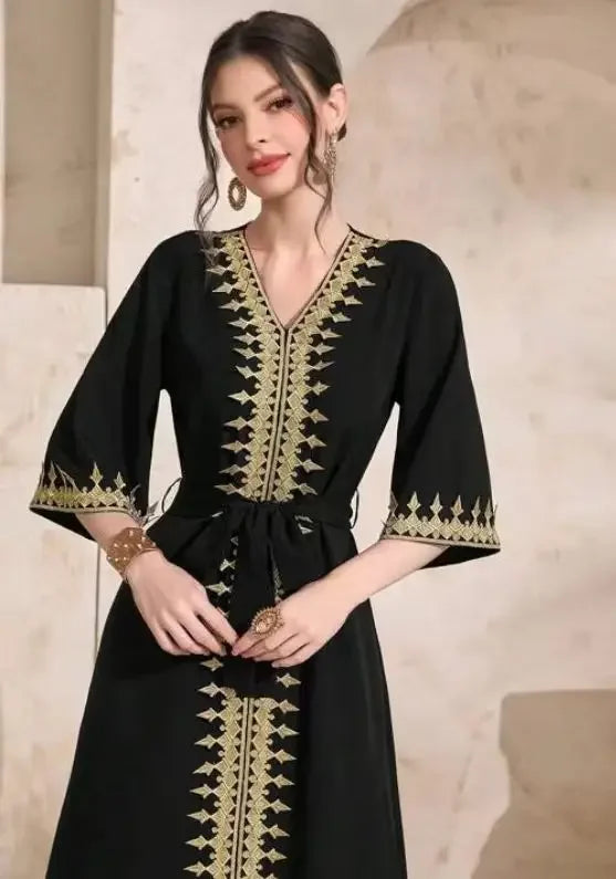 Elegant Embroidered Abaya Dress