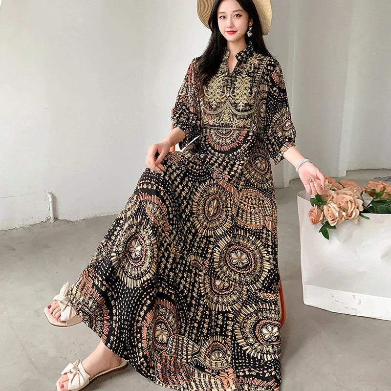 Traditional Ethnic Cotton Silk Maxi Dress