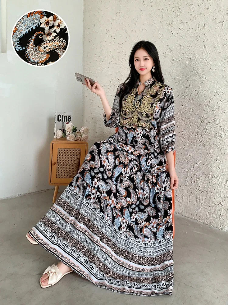 Traditional Ethnic Cotton Silk Maxi Dress