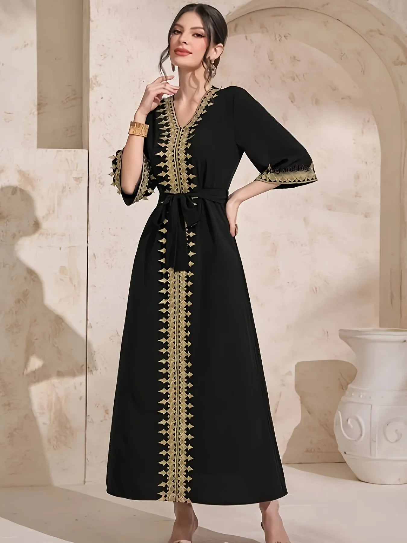 Elegant Embroidered Abaya Dress