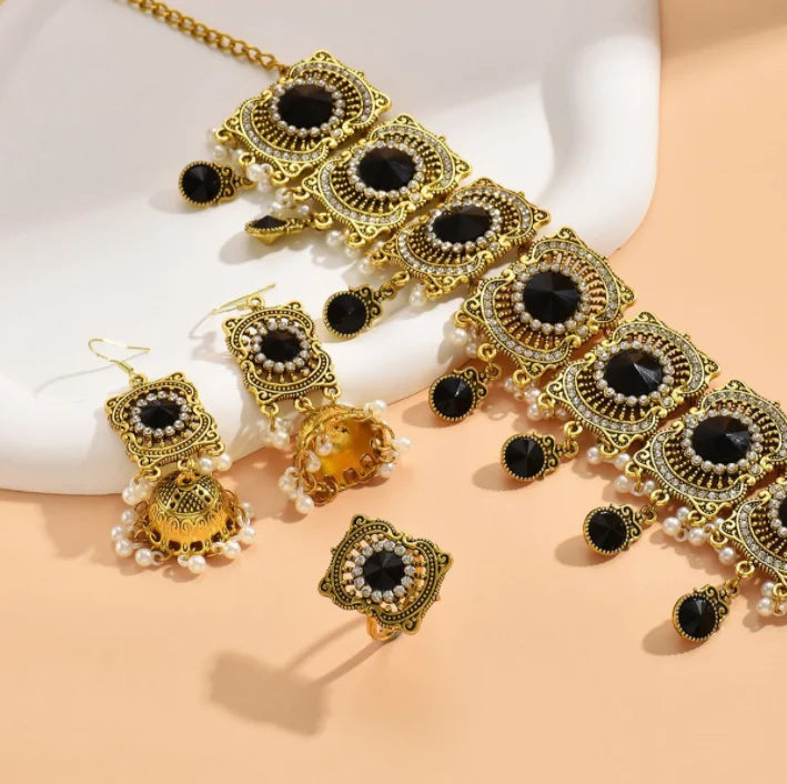 Indian Vintage Gold Plated Jewelry Set