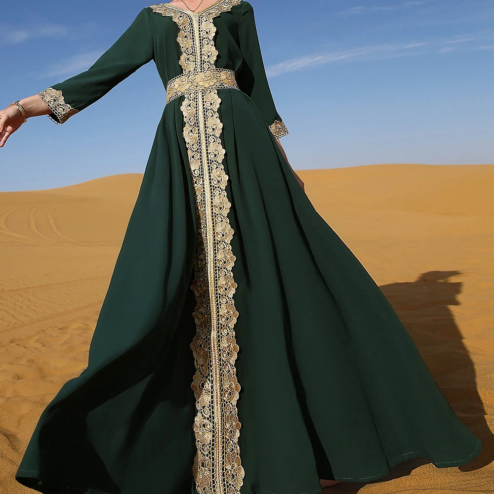 Dubai Elegant Embroidered Maxi Dress