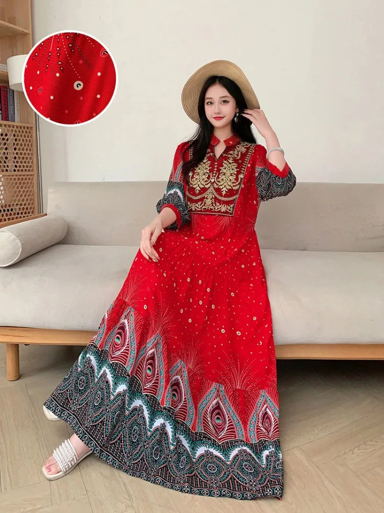 Traditional Ethnic Cotton Silk Maxi Dress