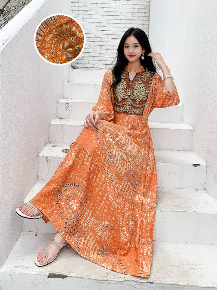 Traditional Ethnic Cotton Silk Maxi Dress