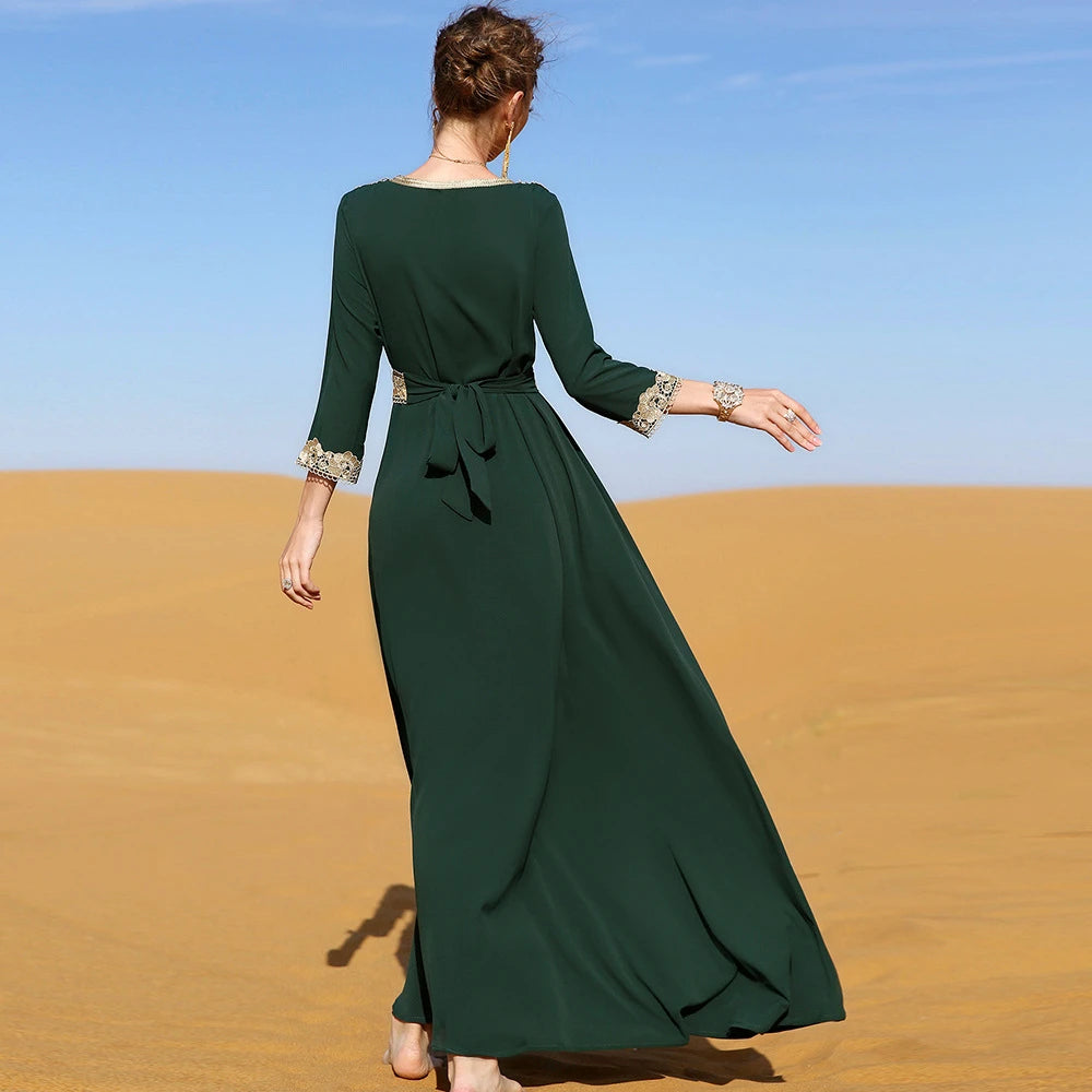 Dubai Elegant Embroidered Maxi Dress