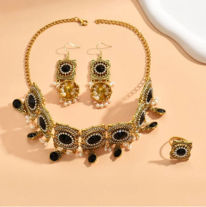 Indian Vintage Gold Plated Jewelry Set