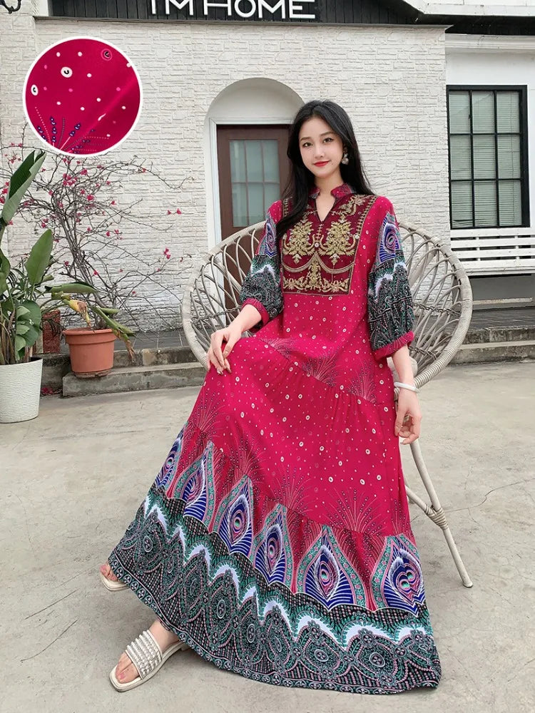 Traditional Ethnic Cotton Silk Maxi Dress