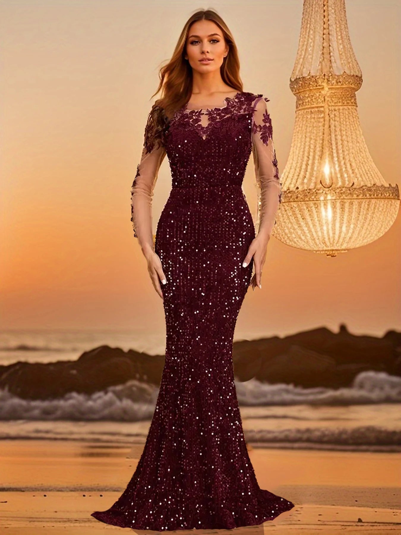 Sparkling Velvet Evening Maxi Dress