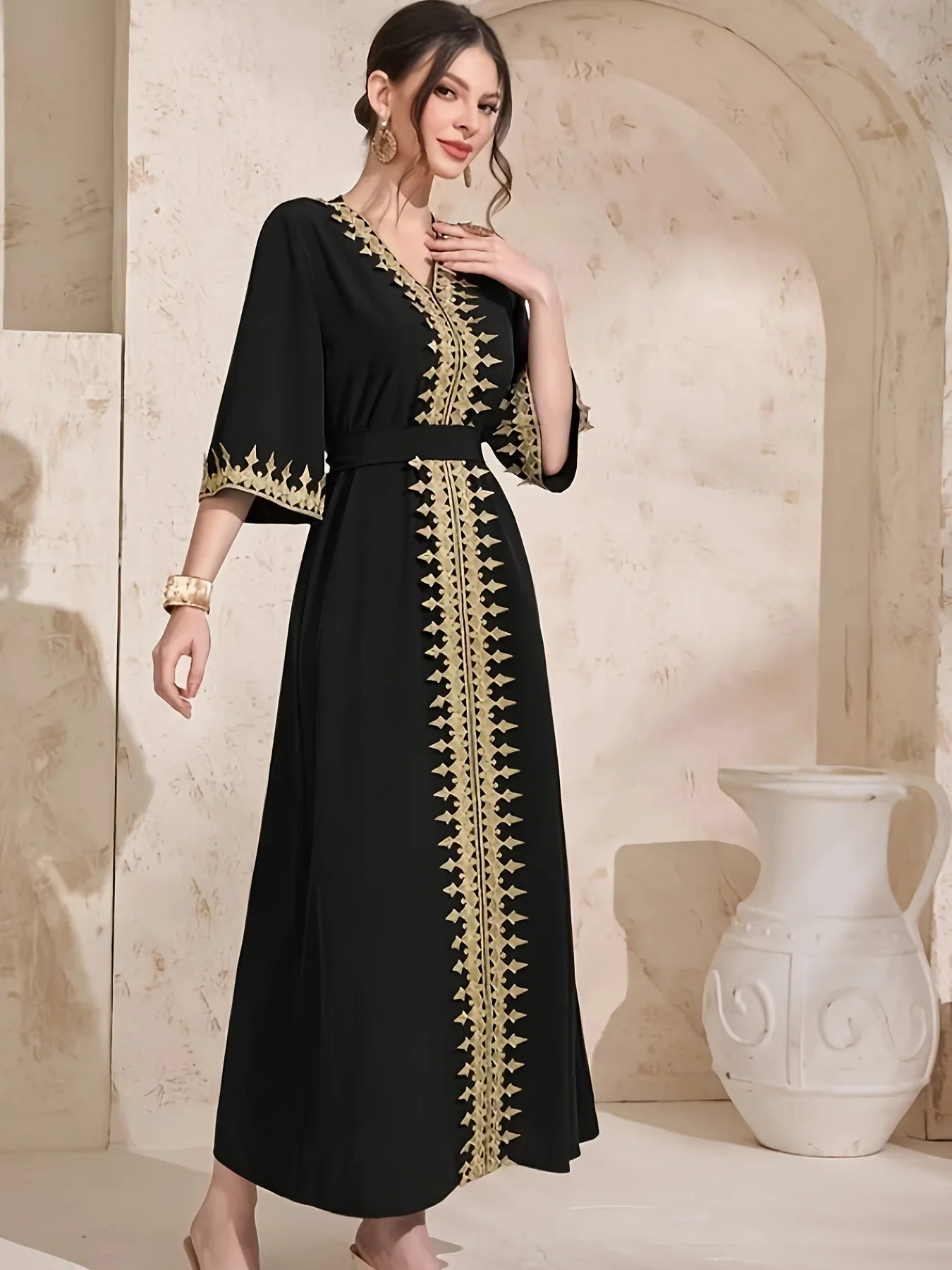 Elegant Embroidered Abaya Dress