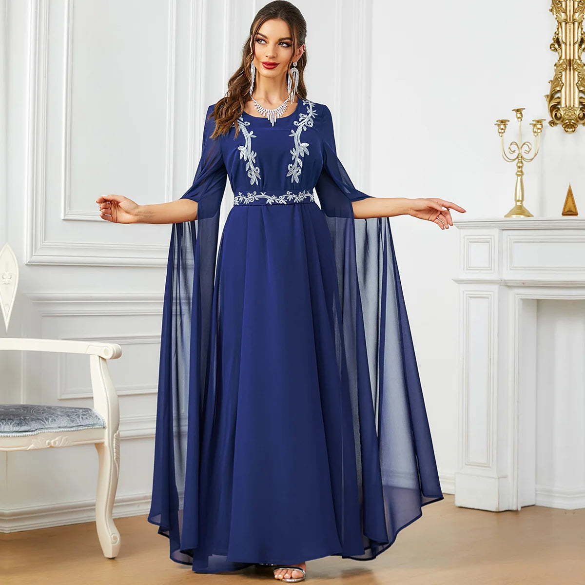 Dubai Elegent Embroidered Abaya Party Dress