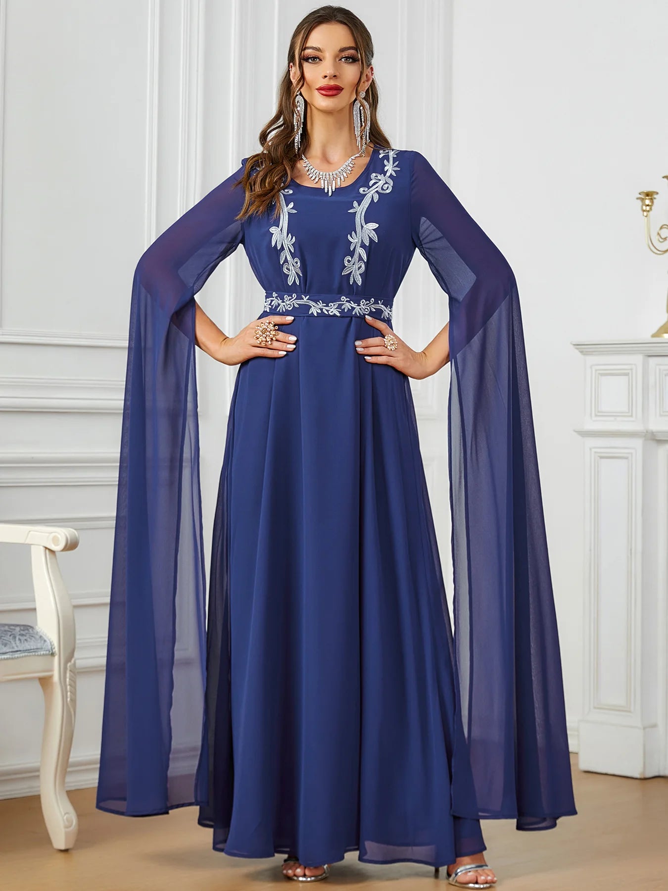 Dubai Elegent Embroidered Abaya Party Dress