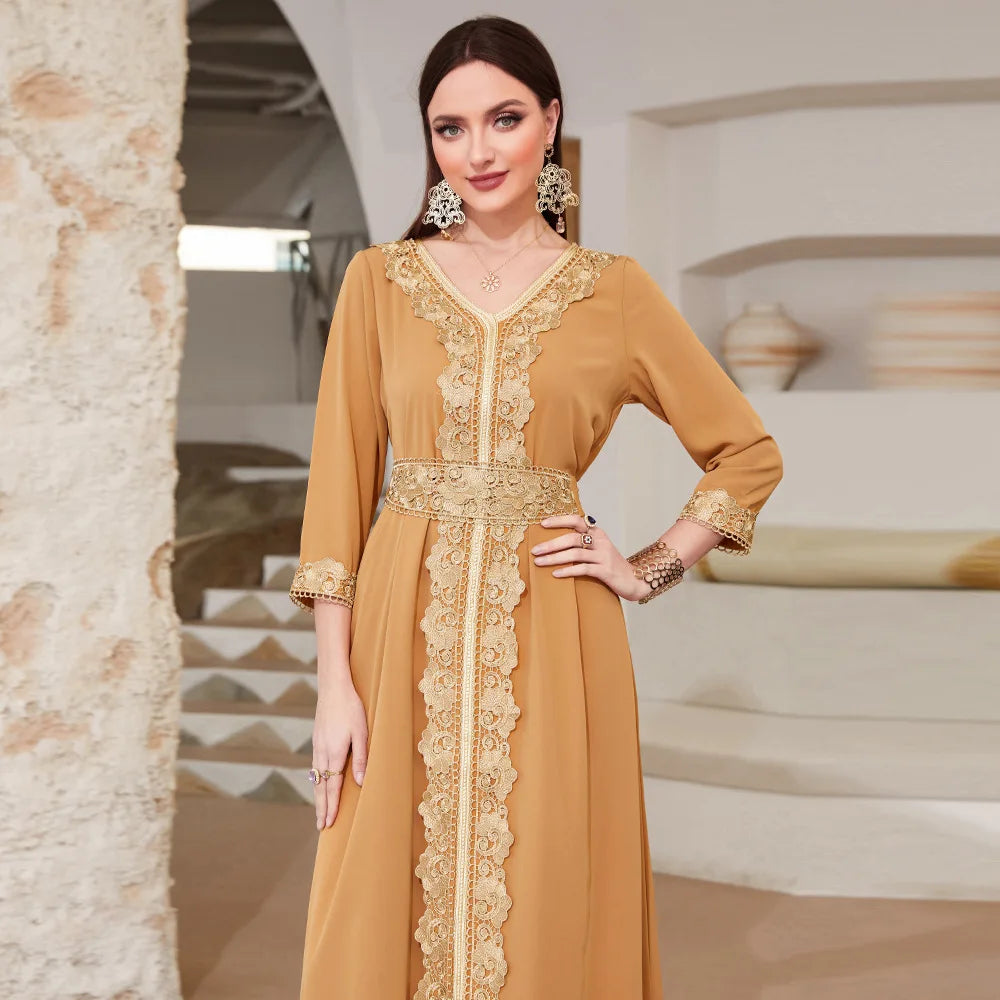 Dubai Elegant Embroidered Maxi Dress