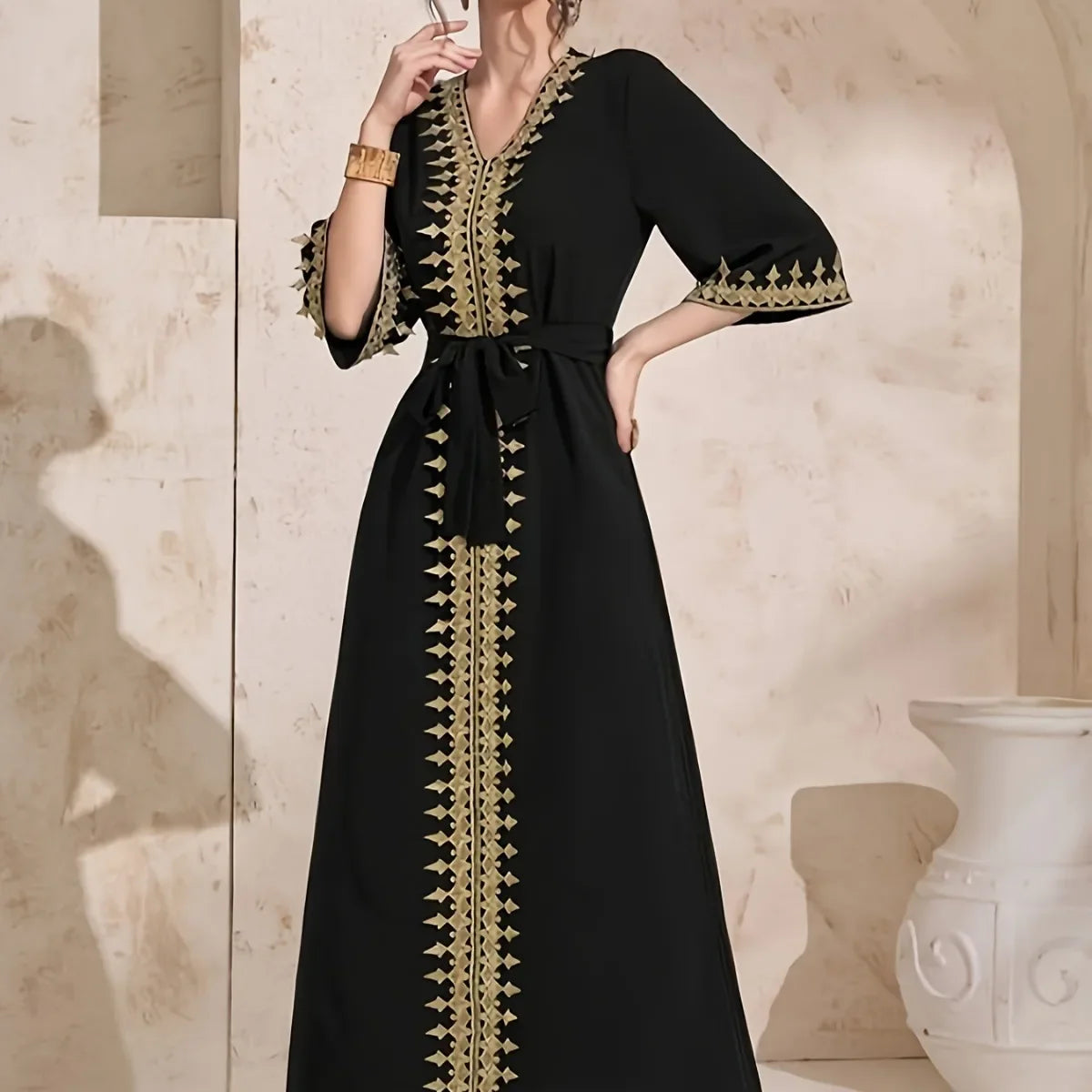 Elegant Embroidered Abaya Dress