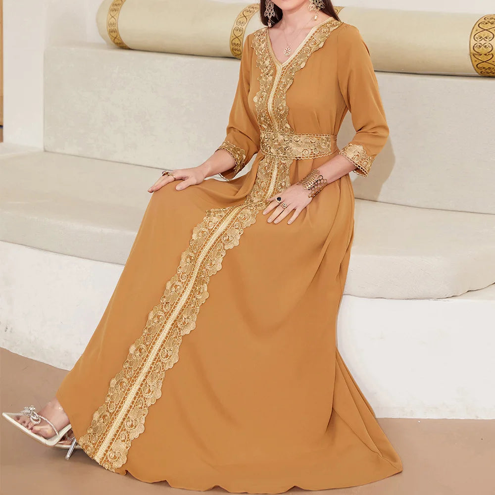 Dubai Elegant Embroidered Maxi Dress